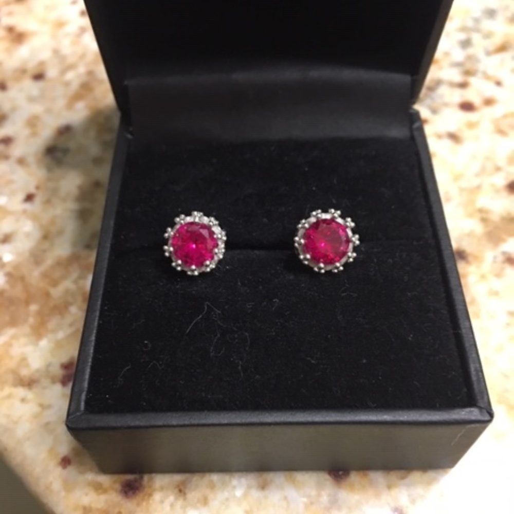 Lab created ruby earrings. Approx 1ct each